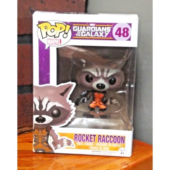 Funko Pop Guardians of the Galaxy Rocket Raccoon Bobble-Head vinyl 48 Marvel NIB - Picture 2 of 7